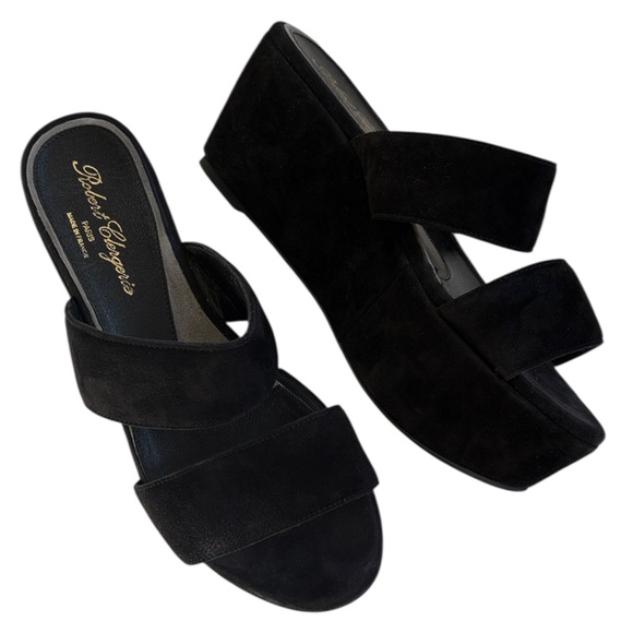 EUC Robert Clergerie Leather Frazzia Platform Sandals Black Size 9.5 - Picture 1 of 10